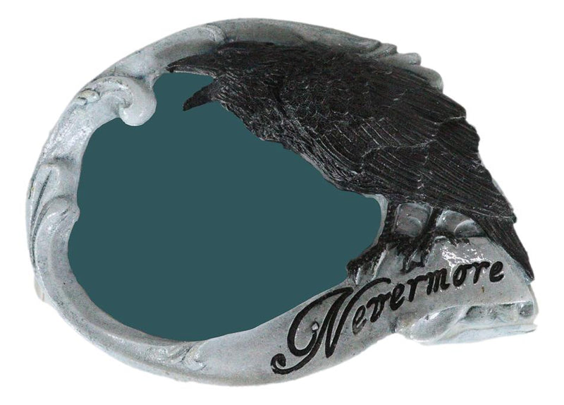 Edgar Poe Gothic Mocking Raven Crow Nevermore On Skull Compact Hand Palm Mirror