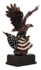 Wings of Glory Bald Eagle Clutching On American Flag Statue Bronze Electroplated