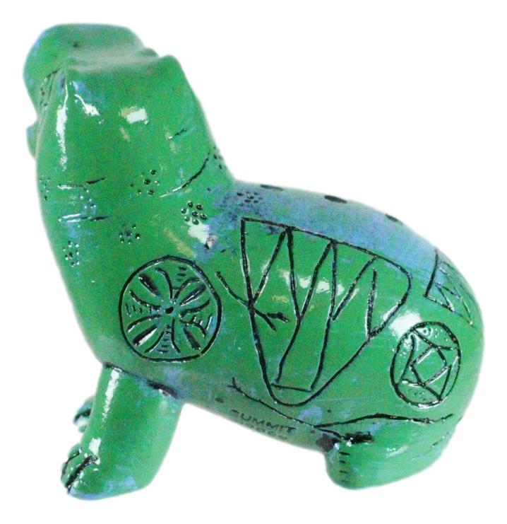 Turquoise Green Egyptian Goddess Taweret Hippo With Hieroglyphs Mini Figurine