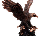 Wings of Glory Bald Eagle With American Flag Bronze Electroplated Figurine