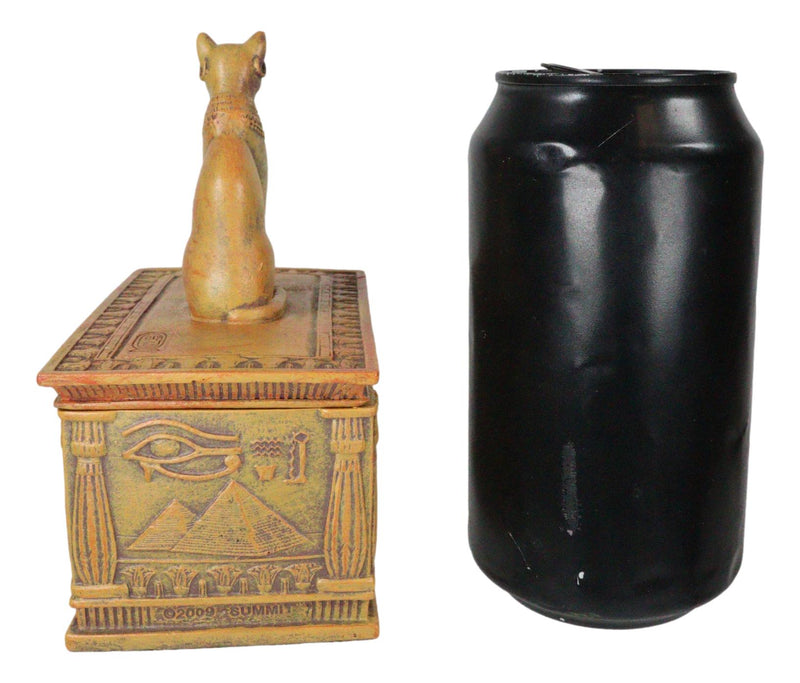 Egyptian Goddess Bastet Cat Eye Of Horus Sandstone Decorative Jewelry Box Figure