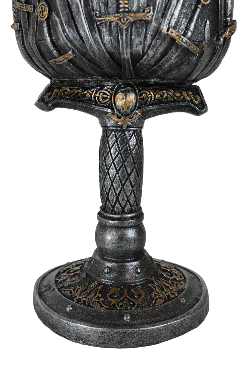 Ebros Medieval Iron Throne Of Valyrian Steel Swords Armory Wine Goblet Chalice With Dragon Scales Sword Handle Stem 12oz Dungeons And Dragons Elixir Of Life GOT Themed Accessory Party Prop Decor