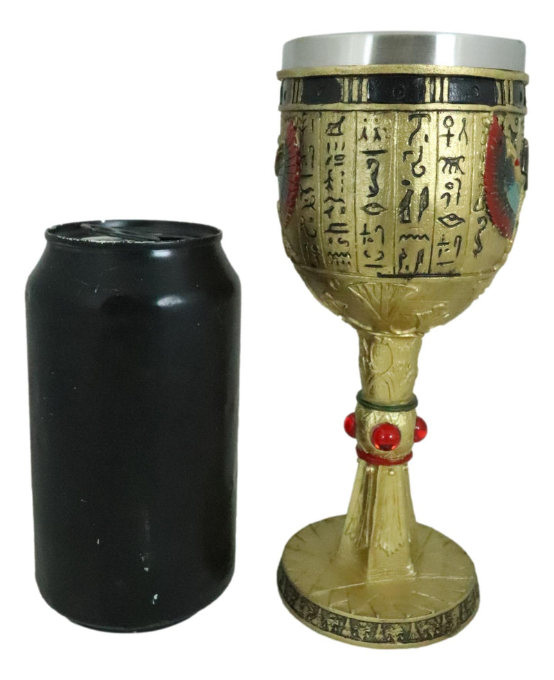 Ebros Gift Isis With Open Wings 6oz Resin Wine Goblet Chalice With Stainless Steel Liner 7"