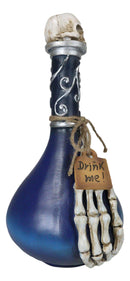 Witchcraft Skeleton Fingers And Skull Blue Decorative Potion Bottle Drink Me!