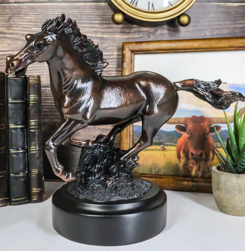 Ebros Gift Bronze Electroplated Wild West Galloping Horse Statue 10.5" L Equestrian Beauty Steed Figurine