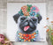 Colorful Hawaiian Pug Puppy With Flowers Canvas Wooden Picture Frame 20"X20"