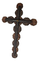 Christian Rustic Tree Bark Log Circles With Layered Nail Spikes Wall Cross