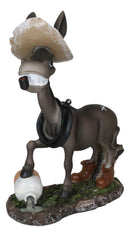 Drunken Donkey With Farmer Hat Smoking Pipe And Kicking Booze Bottle Figurine