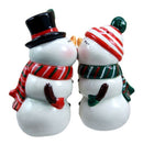 Mr & Mrs Snowman Christmas Couple Magnetic Ceramic Salt Pepper Shakers Set