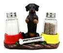 Ebros Gift Adorable Black & Tan Dachshund Dog Decorative Glass Salt Pepper Shakers Holder Figurine Sausage Wiener Dog Collectible