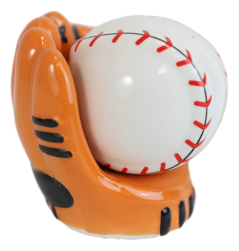 Ceramic Baseball With Glove Mitt Sports Salt And Pepper Shakers Figurine Set