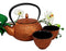 Ebros Japanese Pine Copper Finish Matchstick Pattern Heavy Cast Iron Tea Pot and Cups Set Serves 2