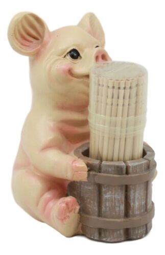 Ebros Country Farm Barn Piglet Pig By A Barrel Toothpick Holder With Toothpicks