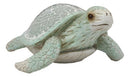 Aquamarine Coastal Beach Sea Turtle Statue With Mosaic Crushed Glass Shell 8.25"