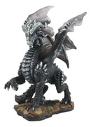 Mythical Fantasy "Silver Volander" Ancient Wise Dragon Statue 8"H Black Dragon