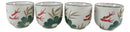 Feng Shui Auspicious Koi Fish Pair In Lily Pond Ceramic Teapot & 4 Tea Cups Set