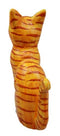 Balinese Wood Handicrafts Striped Yellow Feline Cat Purr Kitten Figurine 8"H