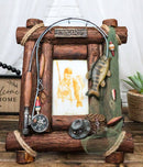 Rustic Western Fishing Angler Fisherman Rod Bass Fish Net 4X6 Picture Frame