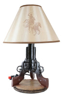 Western Wild West Triple Six Shooters Revolver Guns Side Table Lamp Statue Decor