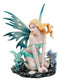 Elemental Water Goddess Khaleesi Fairy with Two Baby Dragons Statue 12.25"H