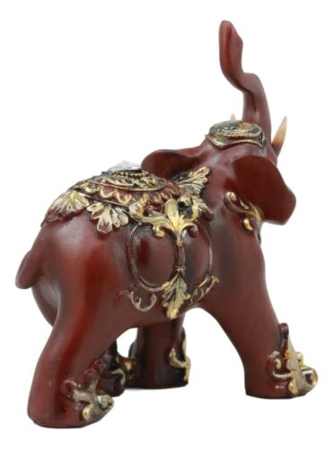 Thai Buddhism Decorated Feng Shui Elephant With Trunk Up Left Facing Figurine