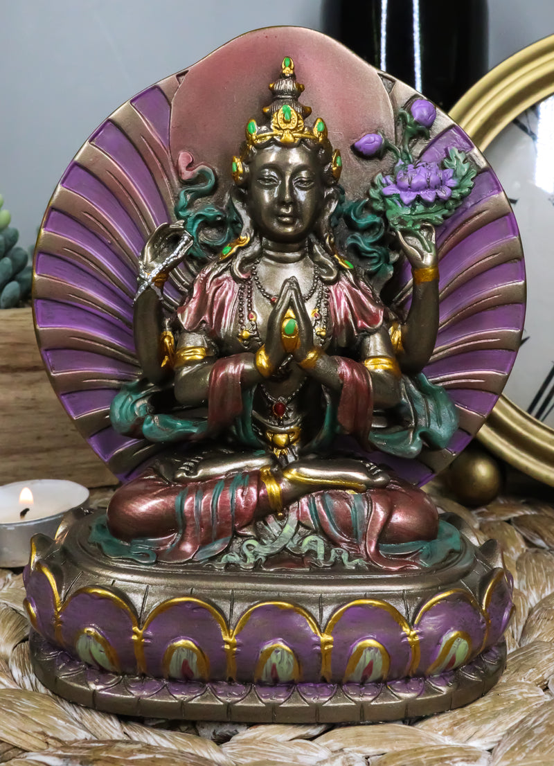 Small Buddha Bodhisattva Avalokiteshvara Guanyin in Prayer Meditation Figurine