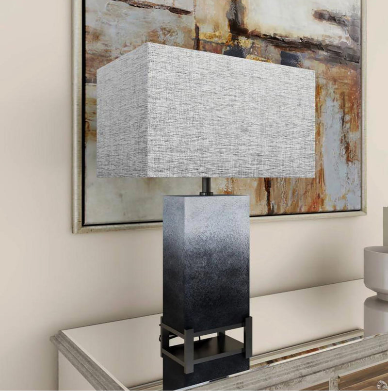 Contemporary Modern Elegant Grey Polystone Iron Metal Table Lamp With Shade