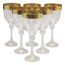 Ebros Set of 6 Italian Wine Glasses Gold Plated Greek Key Border Rim & Stem Base