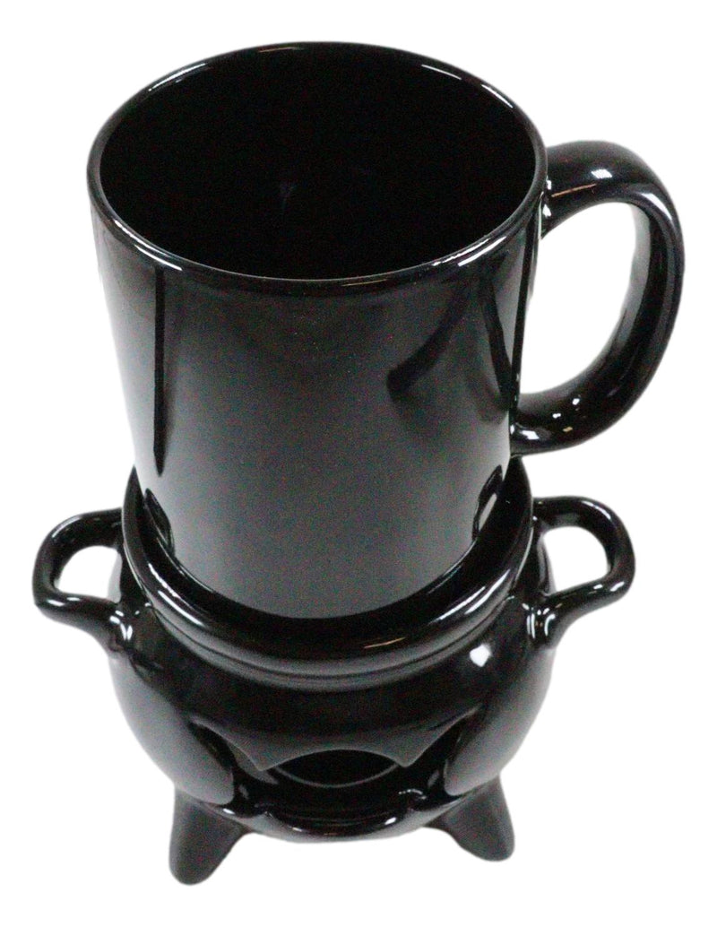 Alchemy Triple Skulls Black Cup With Candle Holder Mug Warmer Shadow Caster  Set