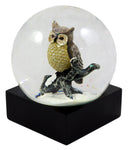 Great Horned Owl Perching On Tree Branch Glitter Water Globe 4.5" Tall