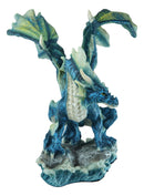 Ebros Large Blue Hyperion Water Behemoth Dragon Standing On Rock Figurine 11" H Decor