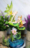 Green Pixie Tribal Fairy Sharing Thoughts with Buddy Elf by Lily Pond Figurine