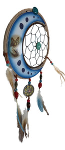 Set Of 2 Southwestern Indian Boho Chic Moon Gray Wolf Feather Wall Dreamcatchers