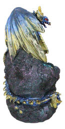 Blue Ice Dragon With Colorful LED Quartz Faux Geode Rock Crystal Cove Figurine