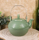 Ebros Gift Imperial Spotted Texture Teapot With Stainless Steel Handle 28oz (Green)