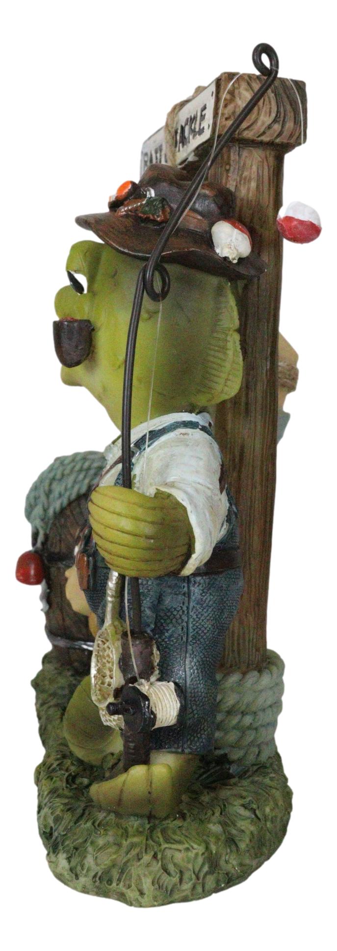 Bait And Tackle Wharf Sea Bass Fish With Fishing Pole Tied Up Fisherman Figurine