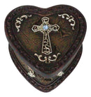 Rustic Western Trust In The Lord Scroll Cross Heart Shaped Jewelry Trinket Box