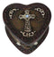 Rustic Western Trust In The Lord Scroll Cross Heart Shaped Jewelry Trinket Box