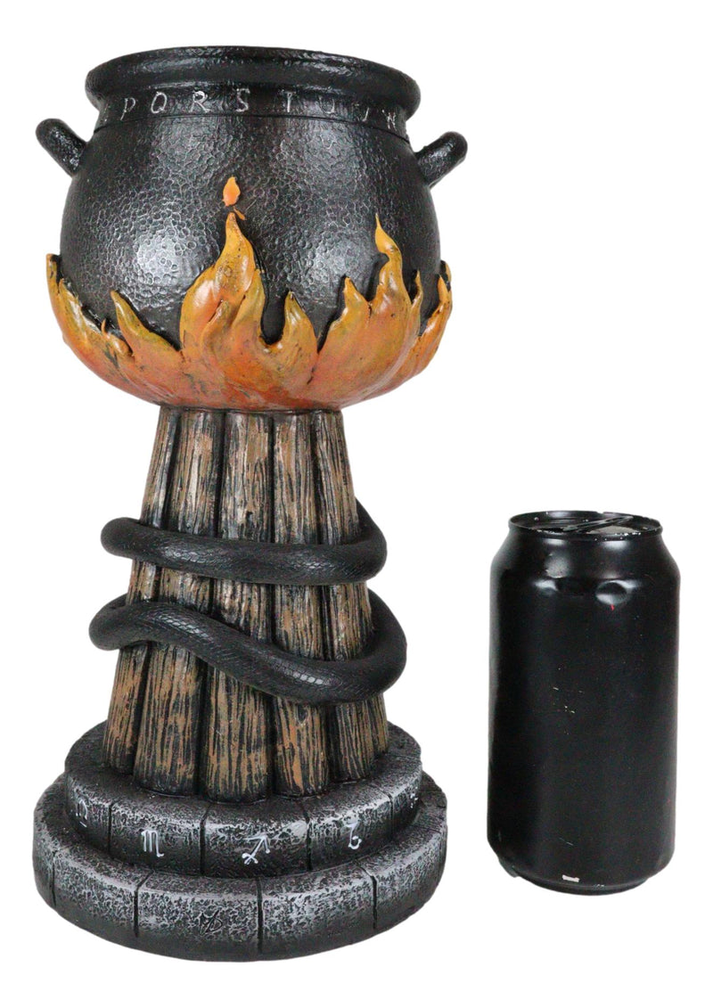 Wicca Triple Moon Witch Cauldron With Snake And Sacred Geometry Candle Holder