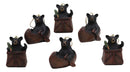 Set of 6 Black Bears in Canoe Boat and Fishing Basket Christmas Tree Ornaments