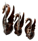 Balinese Wood Handicrafts Graceful Swan Princess Family Set of 3 Figurines 10"H