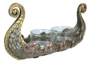 Ancient Viking Fjord Norseman Oseberg Longship 2 Votives Candle Holder Figurine