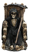 Dark Lord Grim Reaper Skeleton With LED Eyes Seated On Skulls Throne Figurine