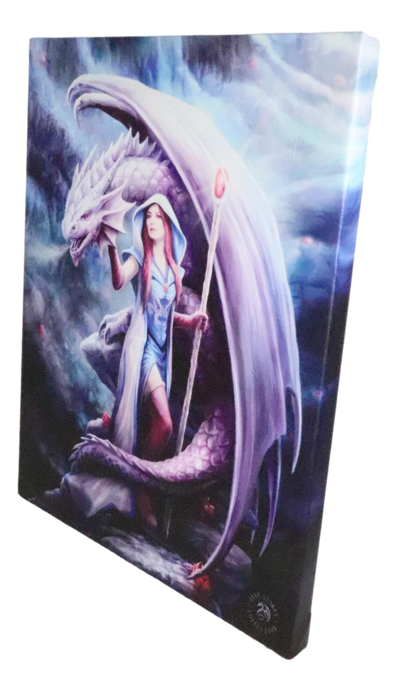 Ebros Anne Stokes Fantasy Dragon Mage Sorceress Wood Framed Canvas Wall Decor