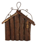 Rustic Stag Antlers On Cabin Log House Birdhouse Bird Feeder With Wire Hanger