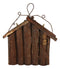 Rustic Stag Antlers On Cabin Log House Birdhouse Bird Feeder With Wire Hanger