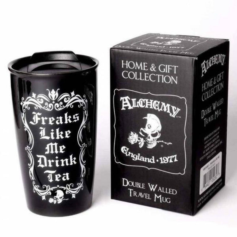 Gothic Alchemy Freaks Like Me Drink Tea Ceramic Travel Coffee Mug Cup 12oz