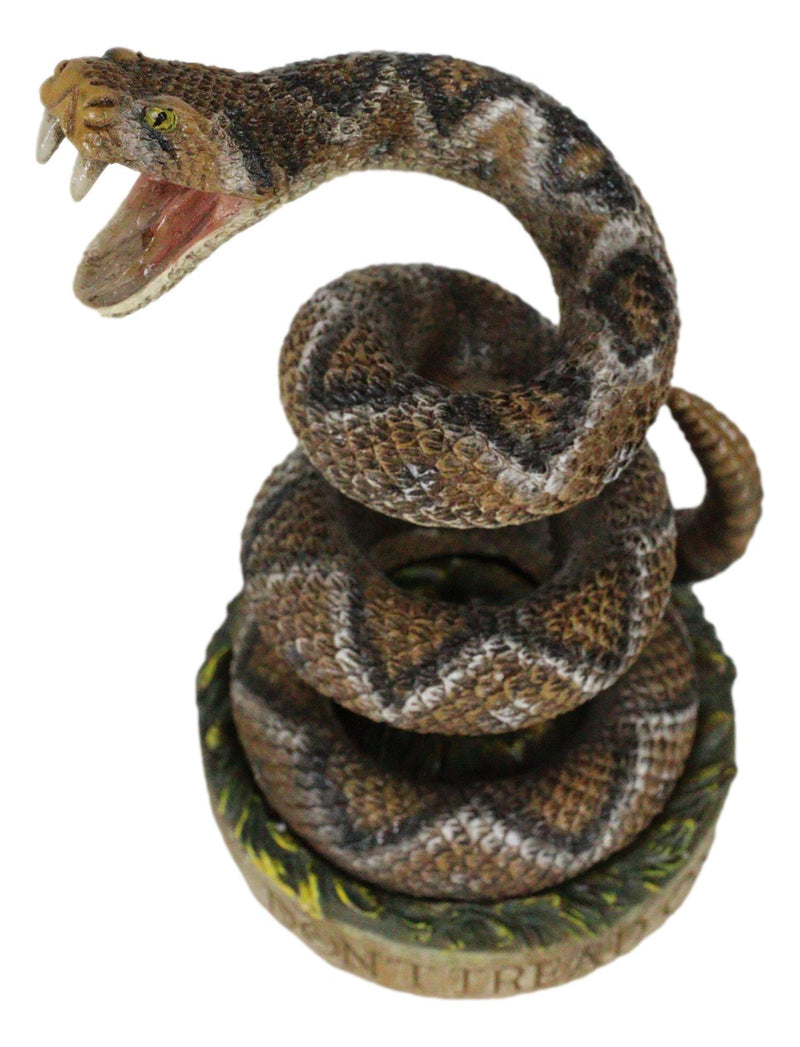 Realistic Ferocious Attacking Diamondback Rattlesnake in Coiled Posture Figurine