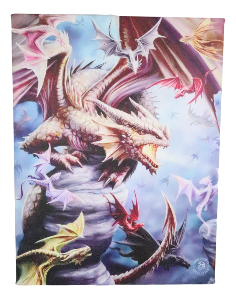 Ebros Anne Stokes Dragon Clan Hatchlings Habitat Wood Framed Canvas Wall Decor