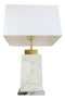 27"H Contemporary Elegant Stacked Marble Gold Plated Metal Table Lamp W/ Shade